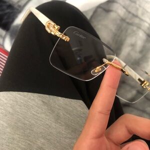 Cartier Rimless Gold & White Clear Frame Glasses